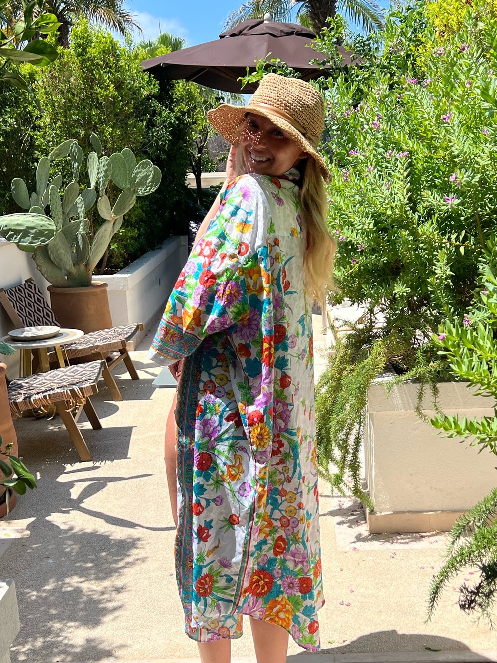 Vintage Floral colorful Maxi Kimono - Multicolor